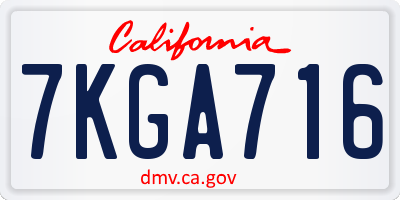 CA license plate 7KGA716