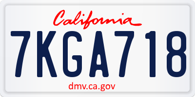 CA license plate 7KGA718