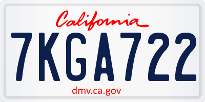 CA license plate 7KGA722
