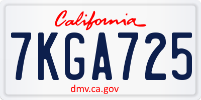 CA license plate 7KGA725