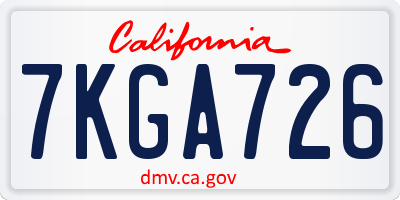CA license plate 7KGA726