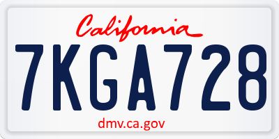CA license plate 7KGA728