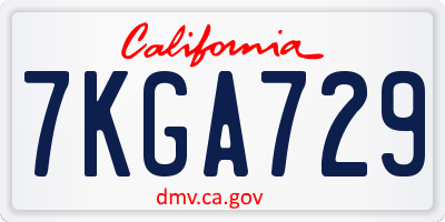 CA license plate 7KGA729