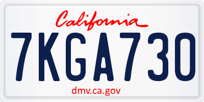 CA license plate 7KGA730