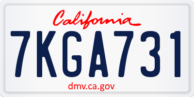 CA license plate 7KGA731