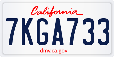 CA license plate 7KGA733
