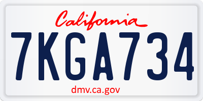 CA license plate 7KGA734