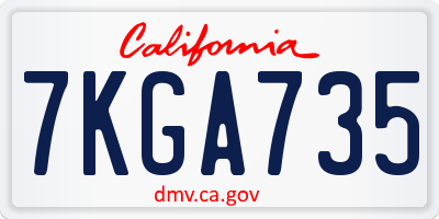 CA license plate 7KGA735