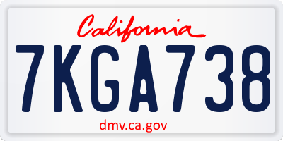 CA license plate 7KGA738