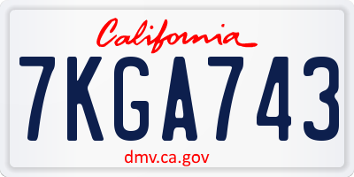 CA license plate 7KGA743
