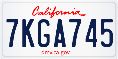 CA license plate 7KGA745