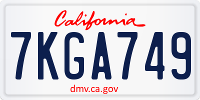CA license plate 7KGA749