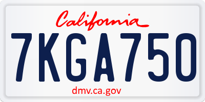 CA license plate 7KGA750