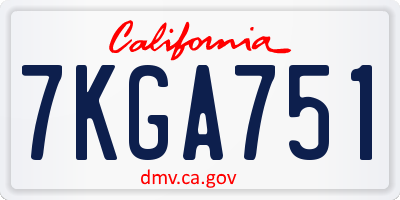 CA license plate 7KGA751