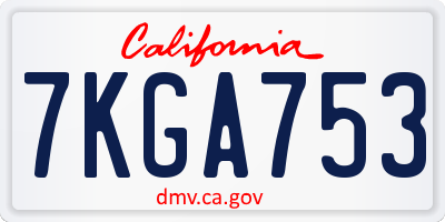 CA license plate 7KGA753