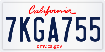 CA license plate 7KGA755