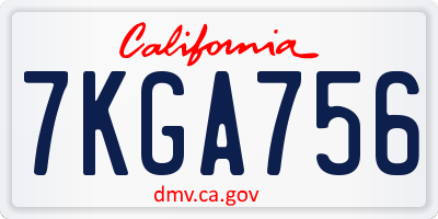 CA license plate 7KGA756
