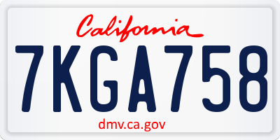 CA license plate 7KGA758
