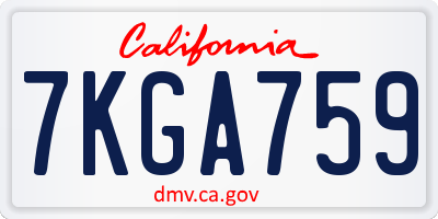 CA license plate 7KGA759