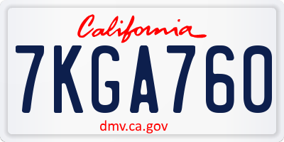 CA license plate 7KGA760