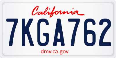 CA license plate 7KGA762