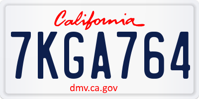 CA license plate 7KGA764