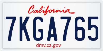 CA license plate 7KGA765