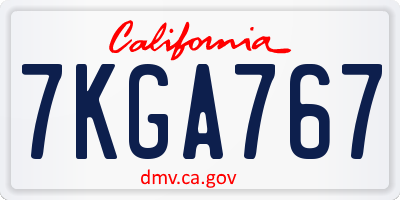 CA license plate 7KGA767