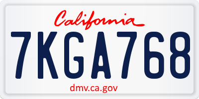 CA license plate 7KGA768