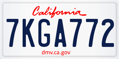 CA license plate 7KGA772