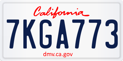 CA license plate 7KGA773