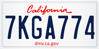CA license plate 7KGA774