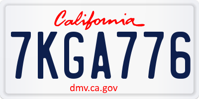CA license plate 7KGA776