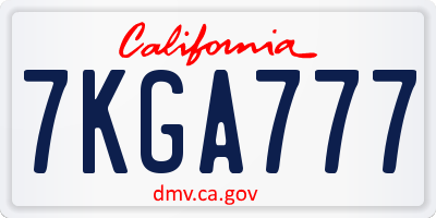 CA license plate 7KGA777