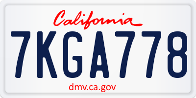 CA license plate 7KGA778