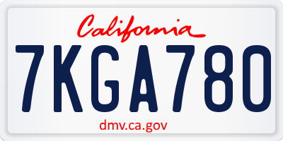CA license plate 7KGA780