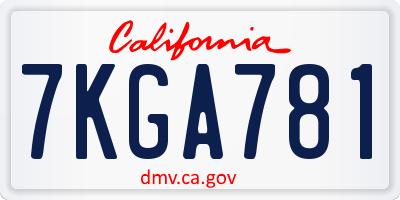 CA license plate 7KGA781