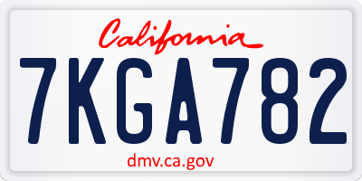 CA license plate 7KGA782