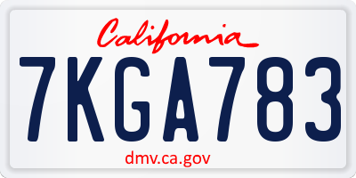 CA license plate 7KGA783