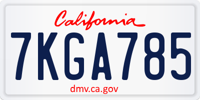 CA license plate 7KGA785