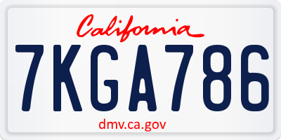 CA license plate 7KGA786