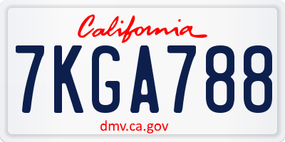 CA license plate 7KGA788