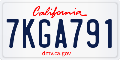 CA license plate 7KGA791