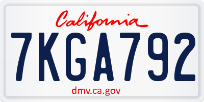 CA license plate 7KGA792