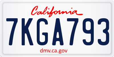 CA license plate 7KGA793