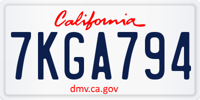 CA license plate 7KGA794