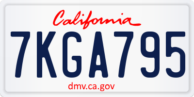 CA license plate 7KGA795