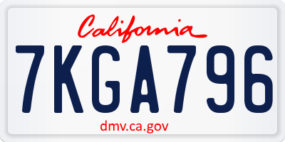 CA license plate 7KGA796