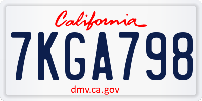 CA license plate 7KGA798