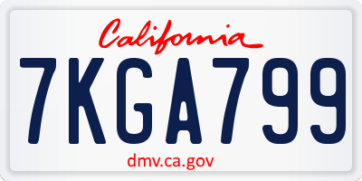CA license plate 7KGA799